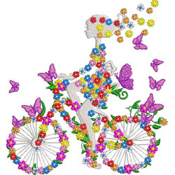 Floral Girl on Floral Bicycle