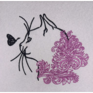 Floral Cat And Butterfly