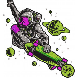 Astronaut Skateboarding On Universe