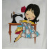 Girl Quilting On Sewing Machine