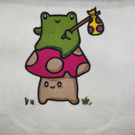 Cute Frog On A Mushroom