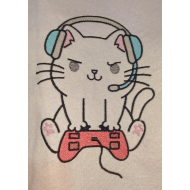 Cute Cat With Headphones Embroidery Design
