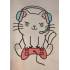 Cute Cat With Headphones Embroidery Design