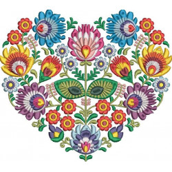 Polish Folk Heart Cross Stitch Pattern