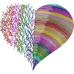 Colorful Heart Redwork