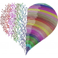 Colorful Heart Redwork