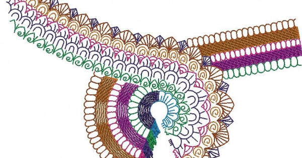 Colorful Redwork Art - Machine Embroidery Design