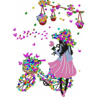 Floral Girl Bicycle and Flower Baskets