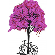 Pink Tree with Bicycle 