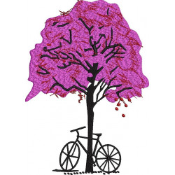 Pink Tree with Bicycle 