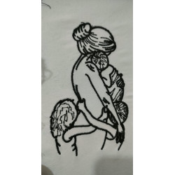 Mother With Kids Line Art