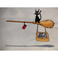 Black cat on broomstick