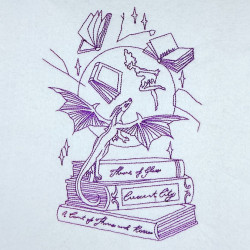 Dragon And Book Fantasy Line Art