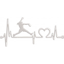 Bowling Girl Heart Beat Embroidery Design