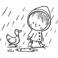 Boy With Duck In Rain