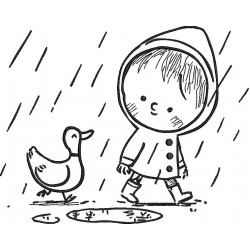 Boy With Duck In Rain