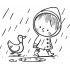 Boy With Duck In Rain