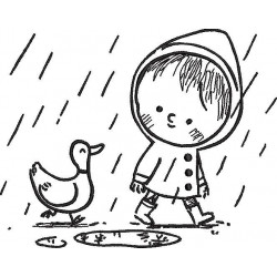 Boy With Duck In Rain