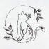 Floral Cat Line Art