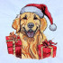 Golden Retriever Santa 