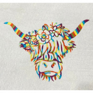 Highland Cow With Flowers