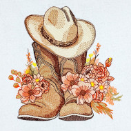Cowboy Hat With Floral Boots
