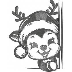 Cute Reindeer With Santa Hat