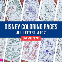 Alphabets A To Z Coloring Page Pack of 26 Embroidery Designs