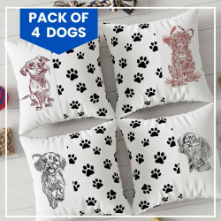 Dogs Line Art Pack of 4 Embroidery Designs