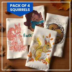 Pack of 4 Squirrels Embroidery Designs