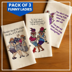 Pack of 3 Old Age Funny Ladies Embroidery Designs