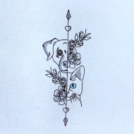 Floral Cat And Dog Face