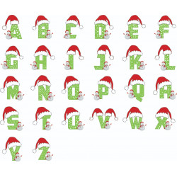 Christmas Hat Capital Letters Vector Pack