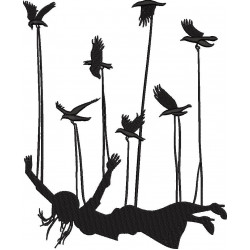 Birds Flying with Girl
