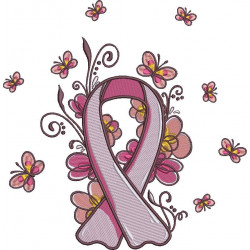 Cancer Ribbon And Butterflies