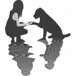Girl And Dog With Reflection