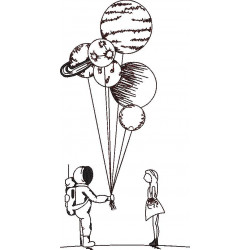 Astronaut with Planet Balloons