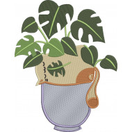 Cat In Monstera Plant