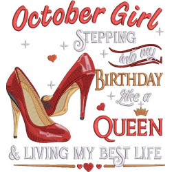 October Girl Embroidery Design