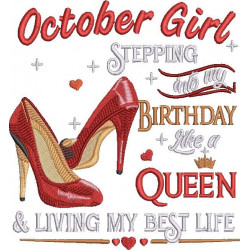 October Girl Embroidery Design