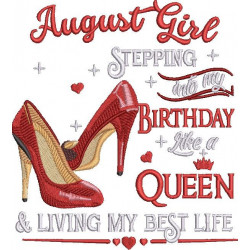 August Queen Embroidery Design