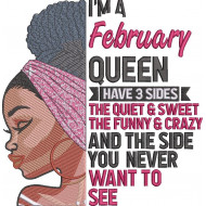 February Queen Embroidery Design