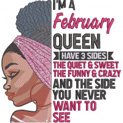 February Queen Embroidery Design