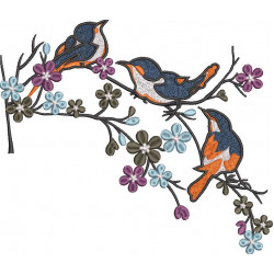 Bluebirds and Flowers