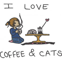 I Love Coffee and Cats 