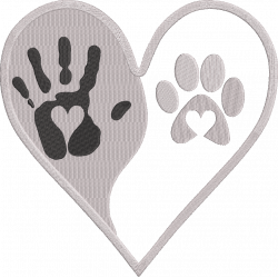 Hand And Dog Paw in Heart