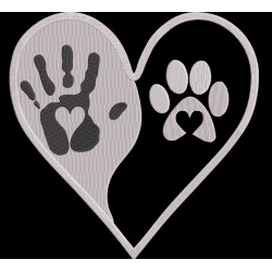 Hand And Dog Paw in Heart