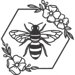 Bee Hexagonal Floral Frame