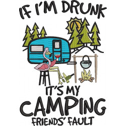 Camping Friends Flamingo Quote