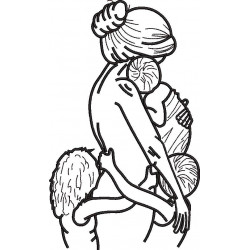 Mother With Kids Line Art